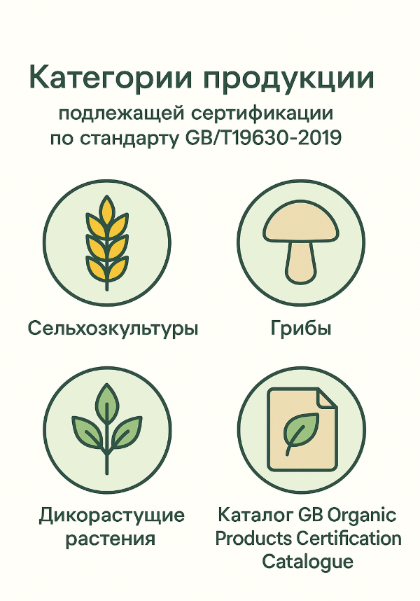 Категории товаров, подлежащих сертификации GB/T19630-2019 Виды продукции для органической сертификации в Китае